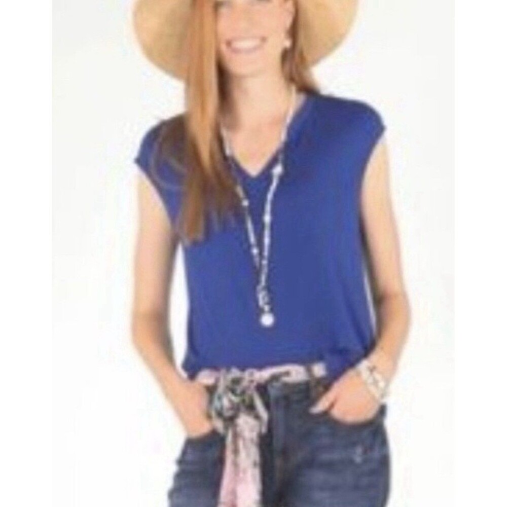 CABI Notch Tee Electric Sapphire Blue Sz L #5563